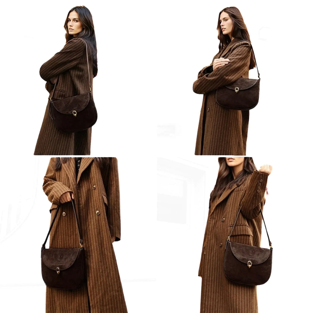 Braune Schultertasche aus echtem Leder - LyneaAya