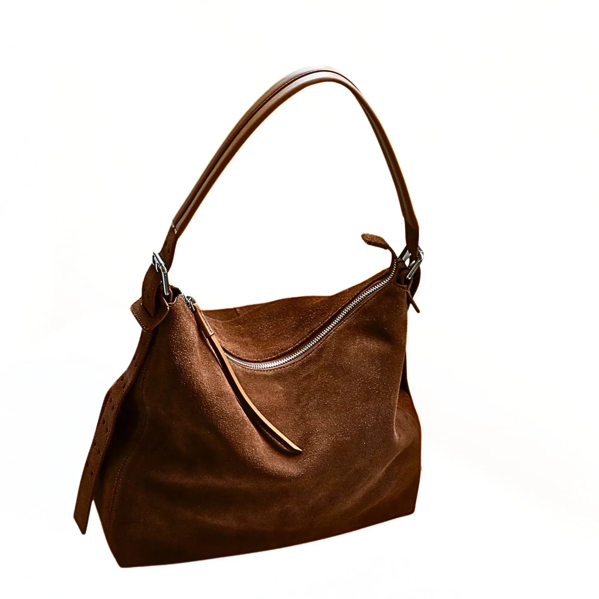 Wildleder Hobo Bag Damen – Elegante Schultertasche aus Echtleder - LyneaAya