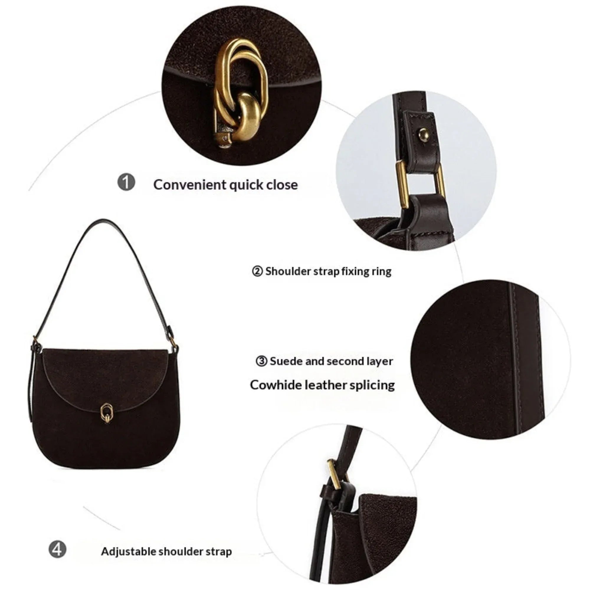Braune Schultertasche aus echtem Leder - LyneaAya