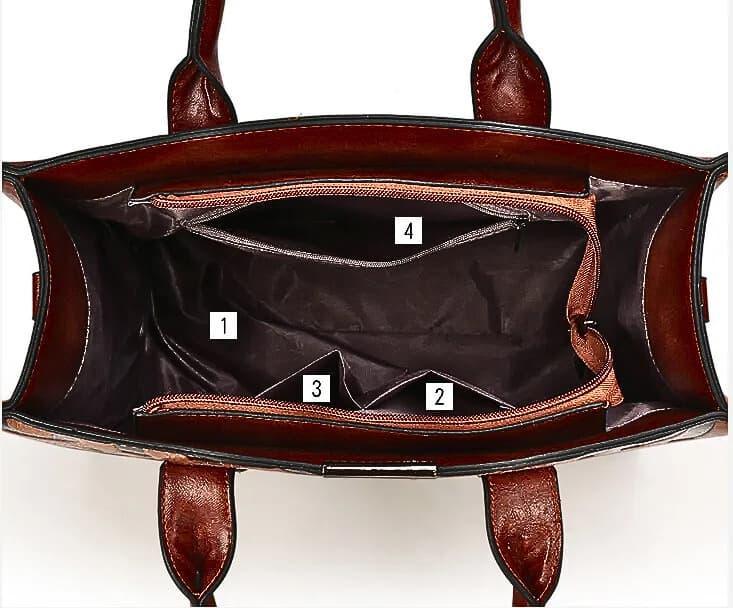 Handtasche Damen Leder | Buchstaben-Prägung - LyneaAya