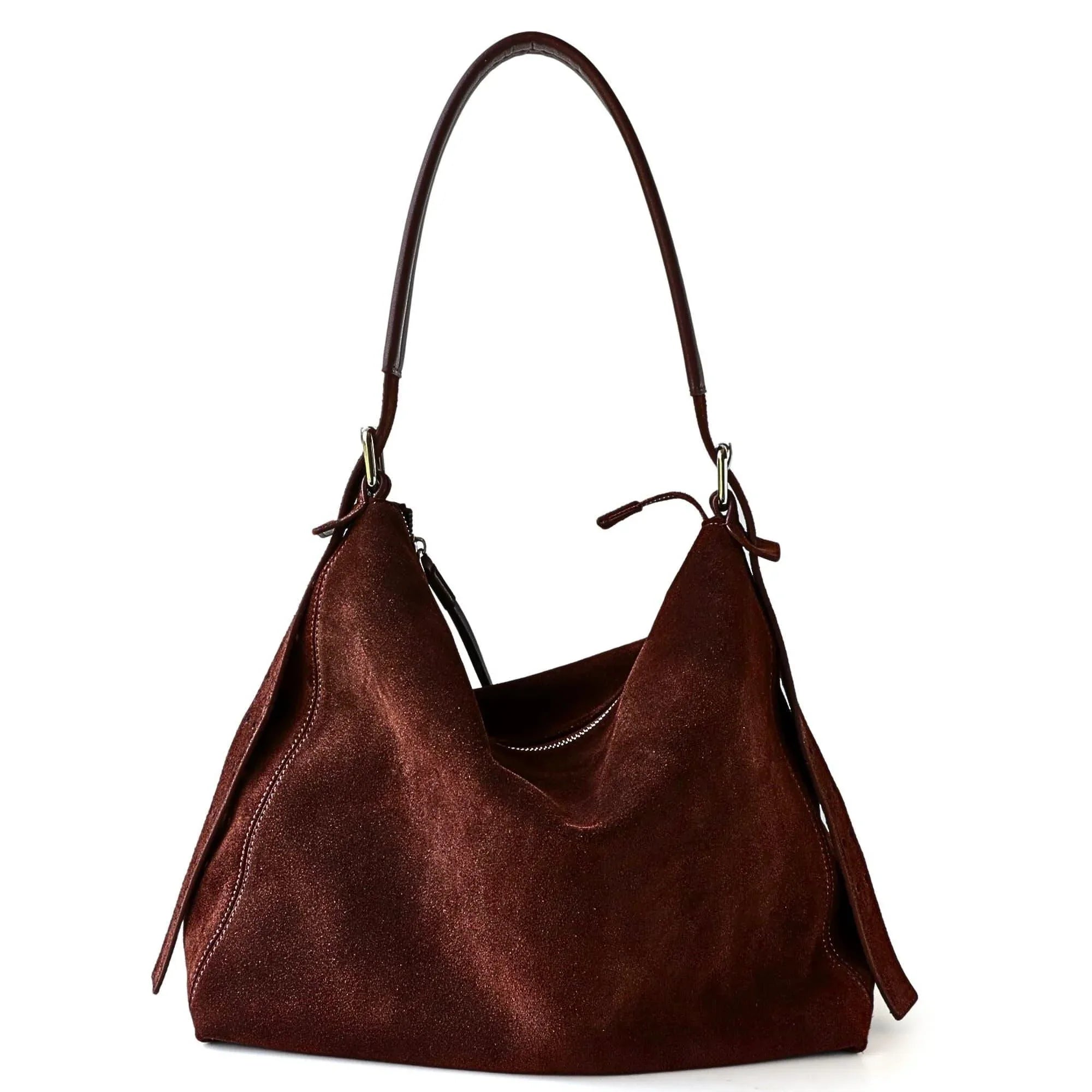 Wildleder Hobo Bag Damen – Elegante Schultertasche aus Echtleder - LyneaAya