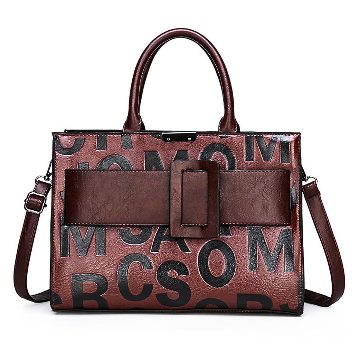 Handtasche Damen Leder | Buchstaben-Prägung - LyneaAya