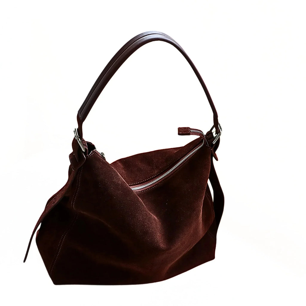 Wildleder Hobo Bag Damen – Elegante Schultertasche aus Echtleder - LyneaAya