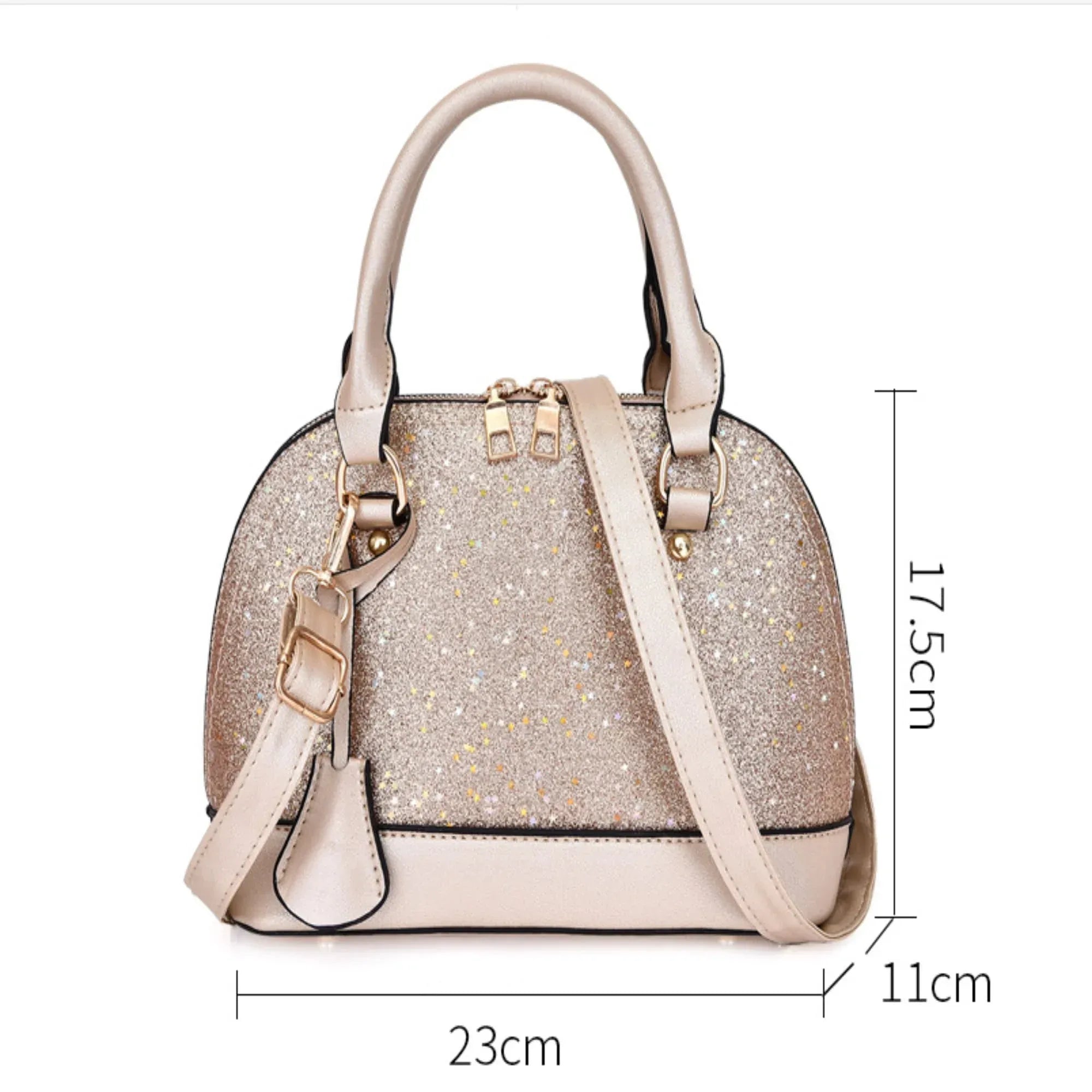 Glitzer Dome Handtasche mit Crossbody-Riemen - LyneaAya