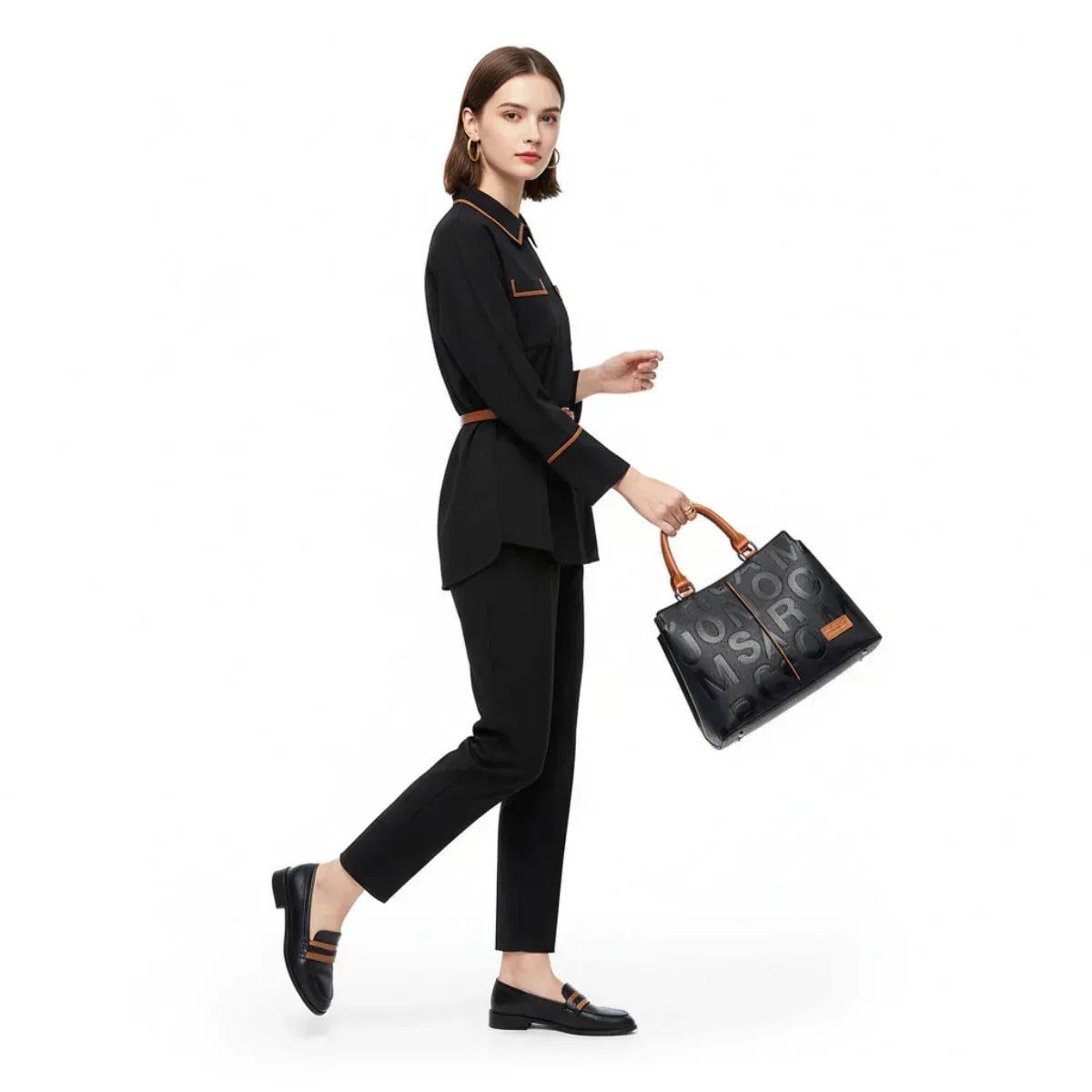 Handtasche Damen Schwarz | Business Ledertasche - LyneaAya