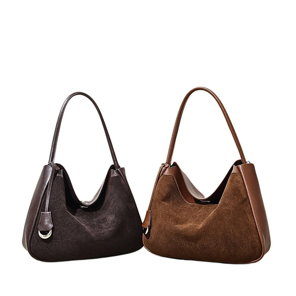 Vielseitige Leder-Schultertasche aus mattem Rindsleder - LyneaAya