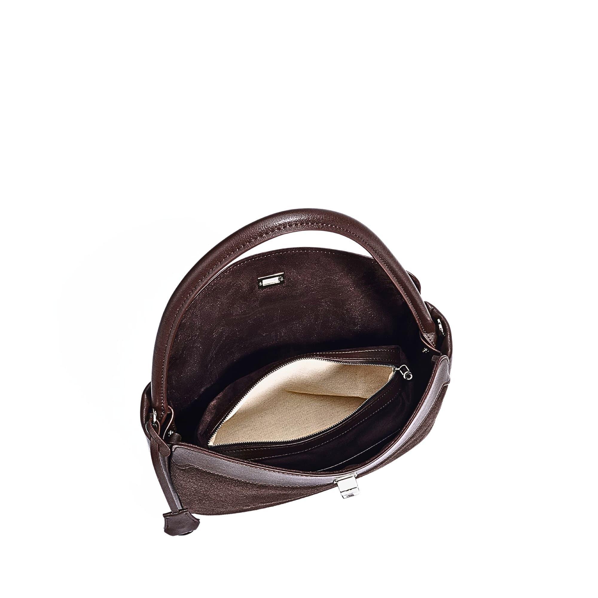 Vielseitige Leder-Schultertasche aus mattem Rindsleder - LyneaAya