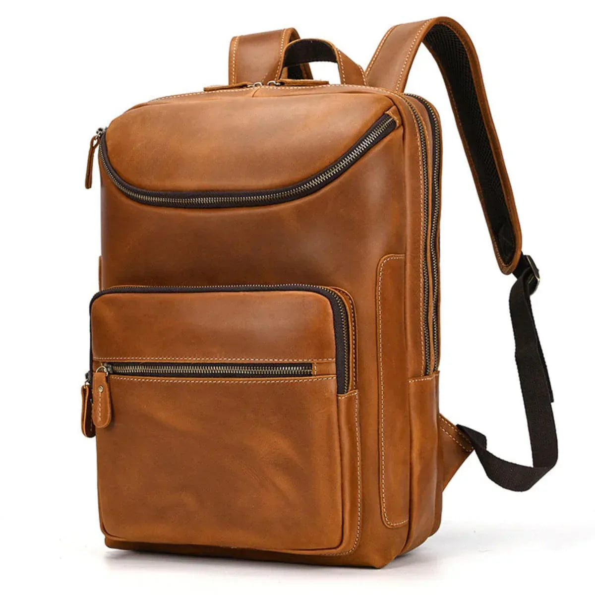 Premium Leder-Rucksack Herren | Vintage Cognac Braun - LyneaAya
