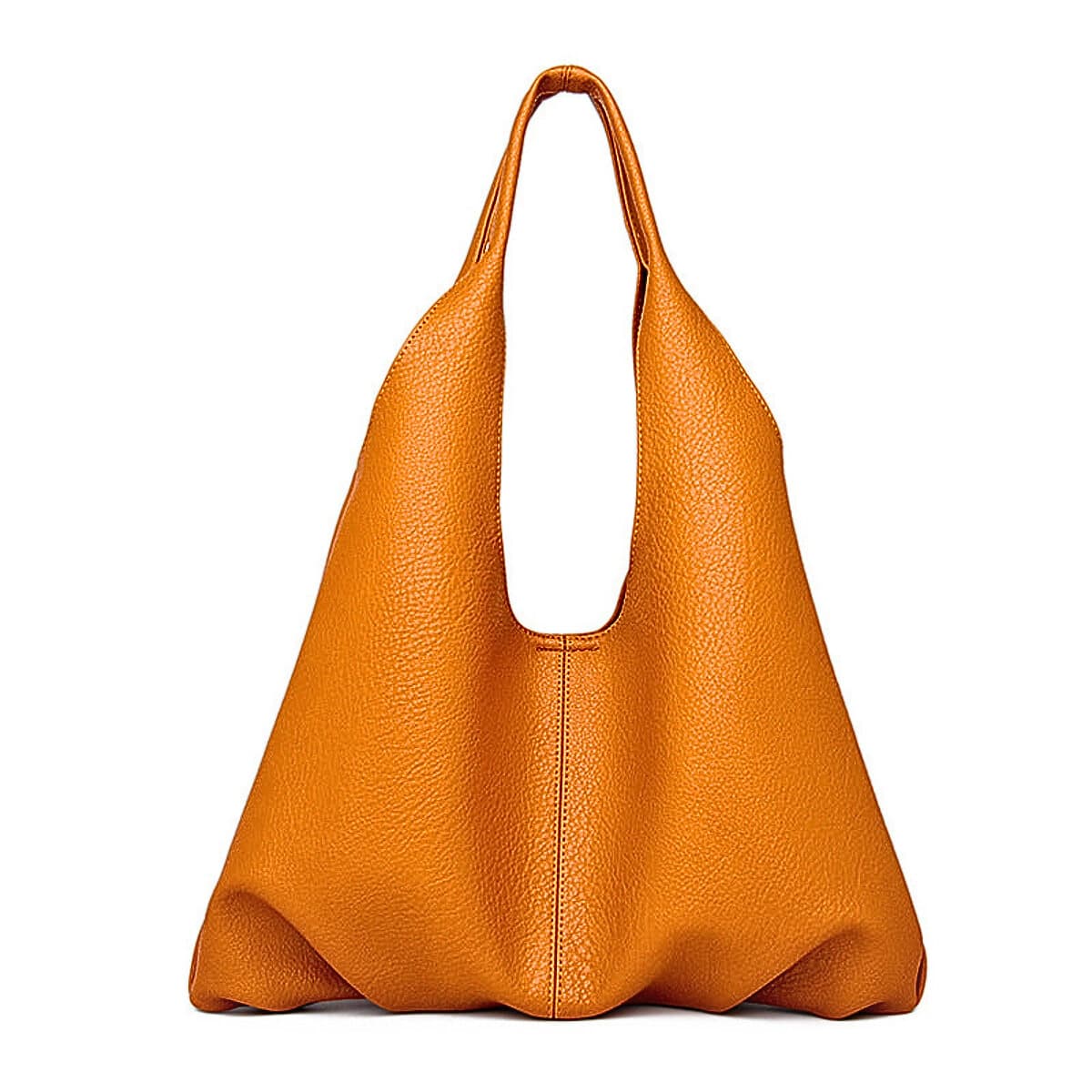 Tan brown leather hobo bag with single shoulder strap