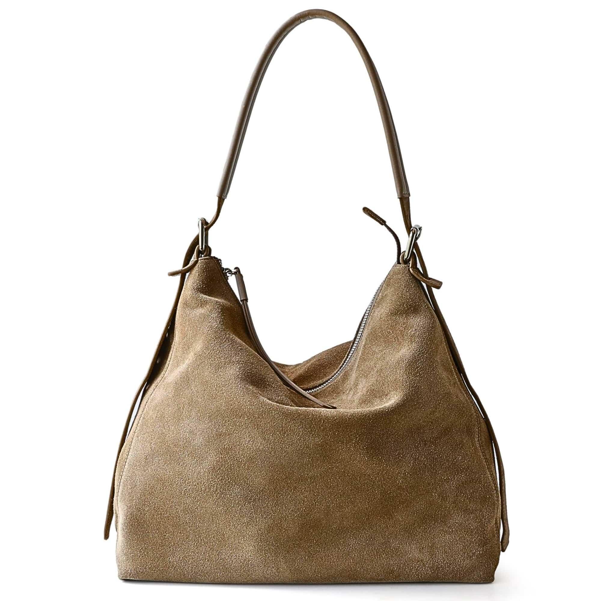 Wildleder Hobo Bag Damen – Elegante Schultertasche aus Echtleder - LyneaAya