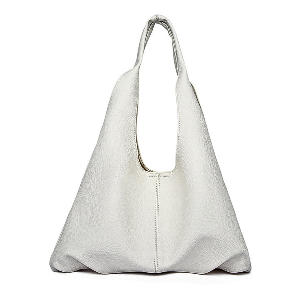 White leather hobo bag with single shoulder strap