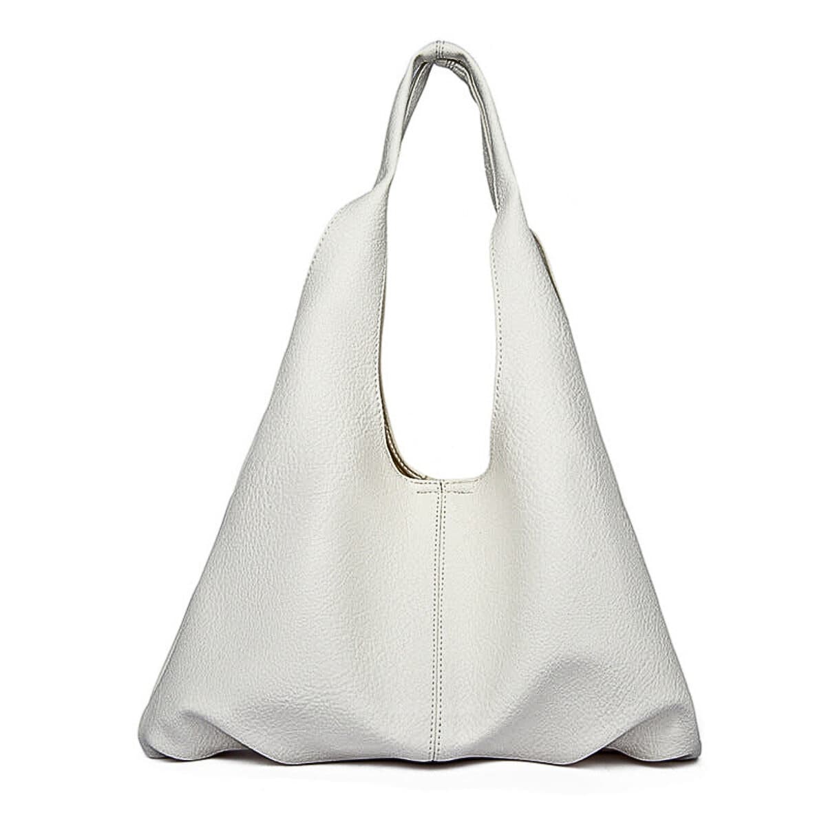 White leather hobo bag with single shoulder strap
