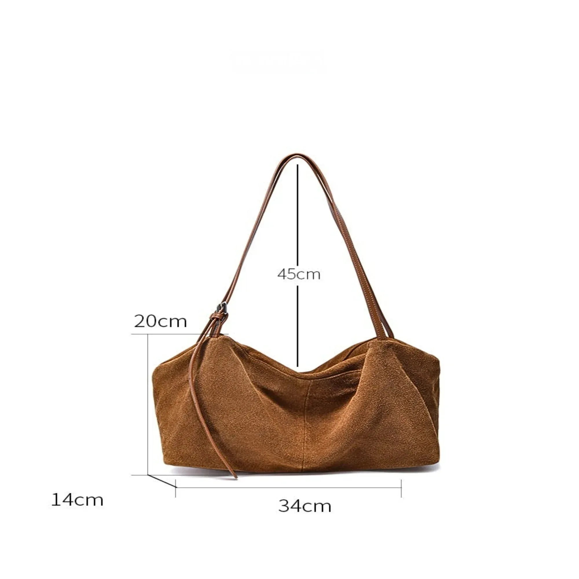 Wildleder Schultertasche Damen Braun – Hobo Bag Echtleder - LyneaAya